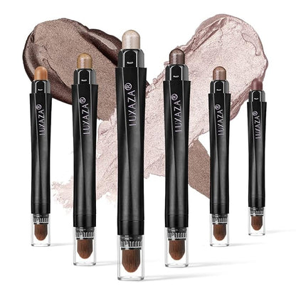 6PCS Cream Eyeshadow Stick Makeup Sets, Metallic And Matte Shimmer Eye Shadow Eye Brightener Stick Pencil Crayon, B02-Fall Brown