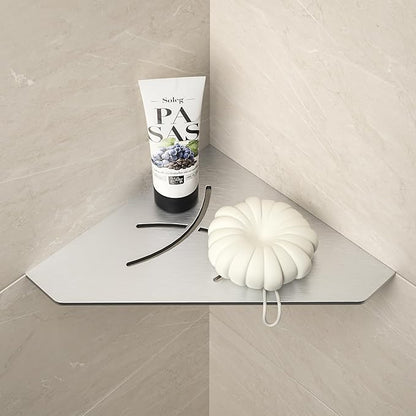 Corner Shower Shelf 10" Brushed 304 Stainless Steel Pentagonal Corner Shelf Recessed Bathroom Shower Shelf, No Drilling