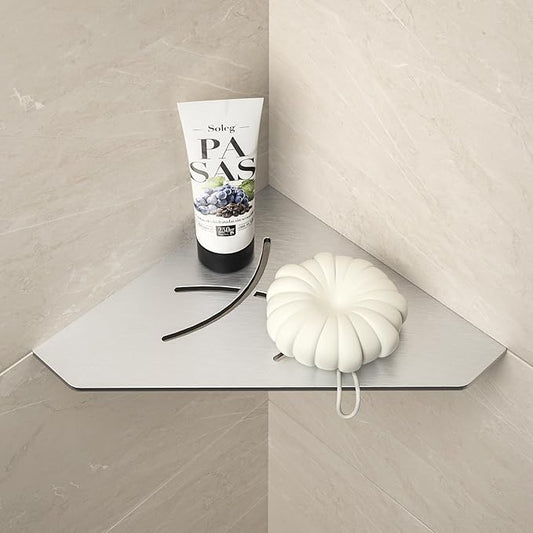 Corner Shower Shelf 10" Brushed 304 Stainless Steel Pentagonal Corner Shelf Recessed Bathroom Shower Shelf, No Drilling