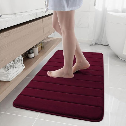 Buganda Memory Foam Bath Mat, 44" x 24", Ultra Soft and Non-Slip Bathroom Rugs, Water Absorbent and Machine Washable Bath Rug Runner for Bathroom, Shower, and Tub, Burgundy