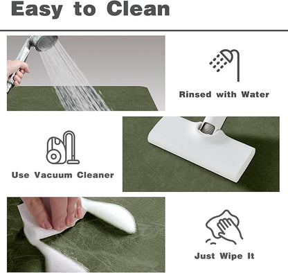 Bathroom Mat Quick Dry, Bathroom Rugs Non Slip Washable Thin Absorbent Bath Mat Fits Under Door Bathroom Floor Mat Perfect for Bath, Shower, or Sink 12"x12" Sage Green