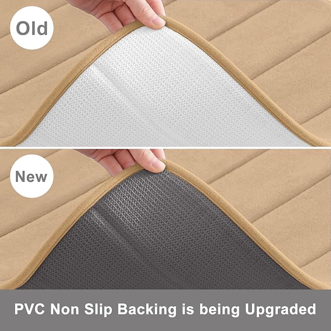 Buganda Memory Foam Bath Mat, 44" x 24", Ultra Soft and Non-Slip Bathroom Rugs, Water Absorbent and Machine Washable Bath Rug Runner for Bathroom, Shower, and Tub, Camel