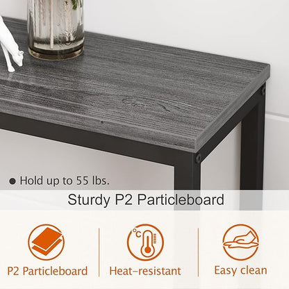 SUPERJARE 70 Inch Console Table with Outlet, Sofa Table with Charging Station, Narrow Entryway Hallway Table, Behind Couch Table, for Living Room, Charcoal Gray