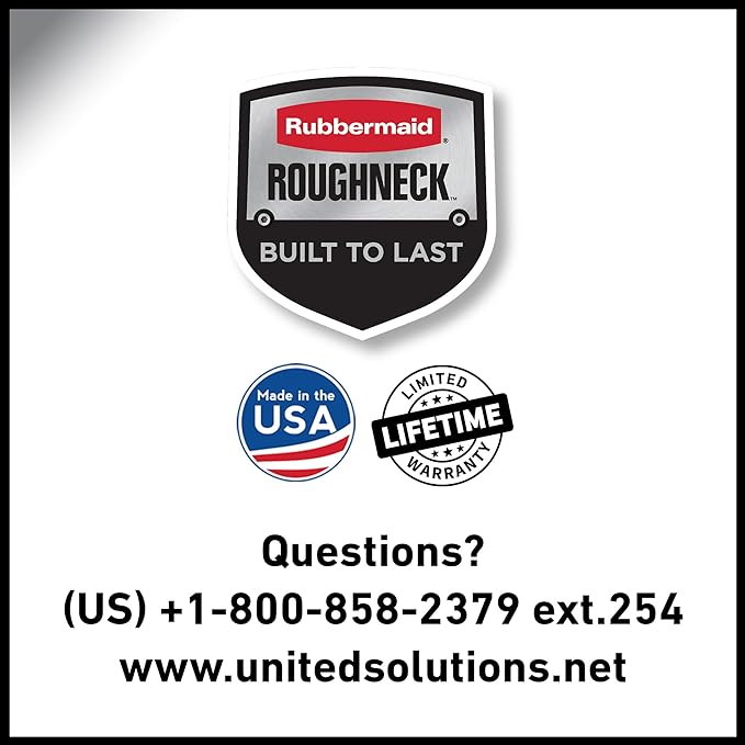 Rubbermaid Roughneck Tote 18 Gal, 6 Pack, Made in USA, Black & Gray, Rugged Plastic Stackable Storage Bins with Lids and Handles