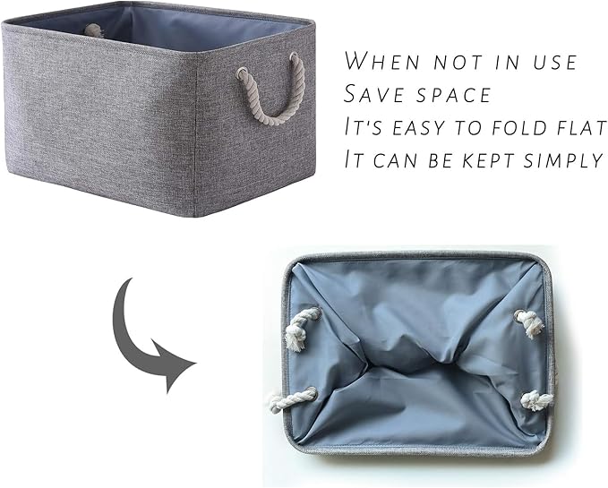 TcaFmac Organization and Storage Basket for Organizing - Large 4 Pack 16x12x8 inch Collapsible Storage Bins for Shelves, Fabric Storage Cubes for Closet Cloth Nursery Toy Books Gifts (Grey)