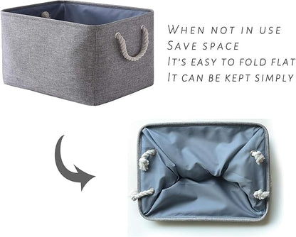 TcaFmac Organization and Storage Basket for Organizing - Large 4 Pack 16x12x8 inch Collapsible Storage Bins for Shelves, Fabric Storage Cubes for Closet Cloth Nursery Toy Books Gifts (Grey)