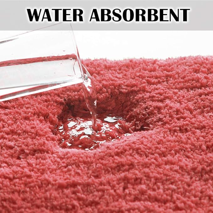 Suchtale Non Slip Bath Mats - Soft Microfiber Shaggy Bath Mat, Machine Washable, Thick Plush, Absorbent, 16 x 24 Living Coral