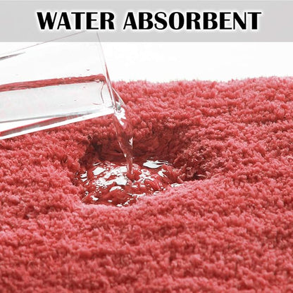Suchtale Contour Rug Non Slip Bath Mat Water Absorbent Soft Microfiber Shaggy Bath Mat Machine Washable Thick Plush U Shape Toilet Rug (20 x 24, Living Coral)