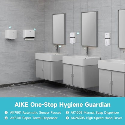 AIKE Wall Mount Liquid Soap Dispenser, 27oz Large Capacity with Extended Pump for Commercial Bathrooms(White)