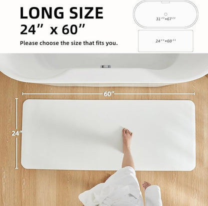 White Bath Mat, Bathroom Rugs Non Slip Washable Thin Absorbent Quick Dry Bath Mat Fits Under Door Bathroom Floor Mat Perfect for Bath, Shower, or Sink 24"x60" White