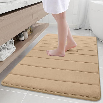 Buganda Memory Foam Bath Mat, 40" x 32", Ultra Soft and Non-Slip Bathroom Rugs, Water Absorbent and Machine Washable Bath Rug Runner for Bathroom, Shower, and Tub, Camel