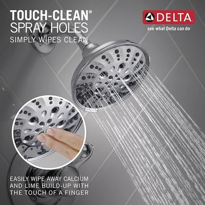 Delta Faucet Esato 14 Series Single-Handle Chrome Shower Faucet, Shower Trim Kit with 5-Spray H2Okinetic Chrome Shower Head, Chrome 142897 (Valve Included)