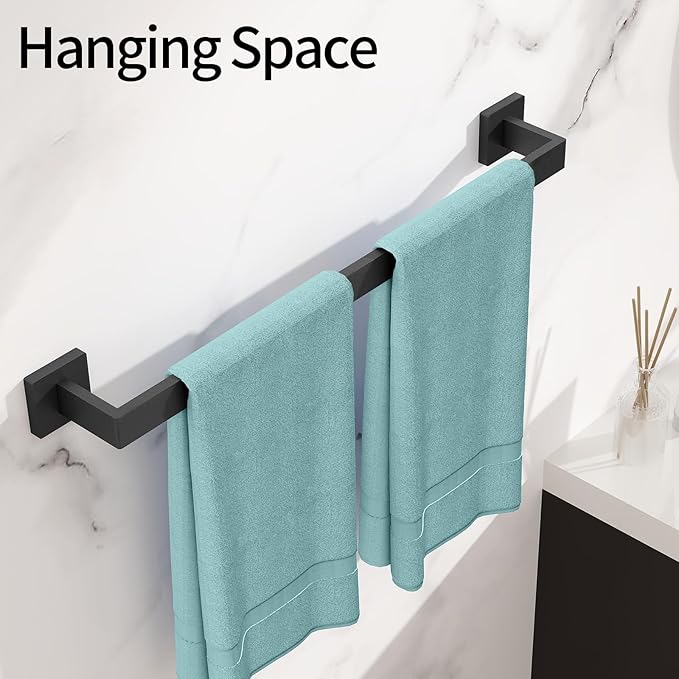 Bathroom Towel Bar,24 Inch Towel Racks for Bathroom Wall Mounted,Stainless Steel Towel Rail Hanger for Wall,Matte Black Towel Holder for Wall, Kitchen(2 Pack)