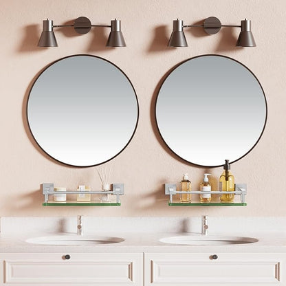 Alise Glass Shelves for Bathroom Wall, Tempered Glass Bathroom Shelf Wall Mounted, Modern Space Saving Floating Shelves 12 inch, Brushed Nickel