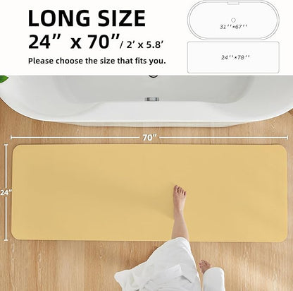 Bathroom Mat Quick Dry, Bathroom Rugs Non Slip Washable Thin Absorbent Bath Mat Fits Under Door Bathroom Floor Mat Perfect for Bath, Shower, or Sink 24"x70" Light Yellow