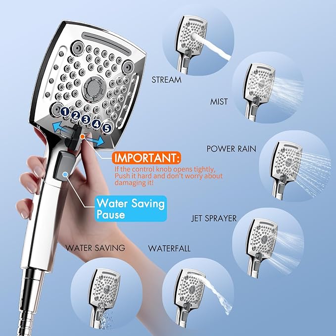 ELLO&ALLO Shower Faucet Set Mixing Valve and Trim Kit, Complete Shower System with Tub Spout, Chrome