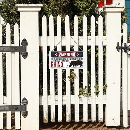 Warning Sign, Bhino Warning Wood Plaque Sign, Funny Door Signs, Decorative Wood Hanging Suspension Plaque, Farmhouse Wooden Wall Decor, Outdoor Hanging Wooden Signs