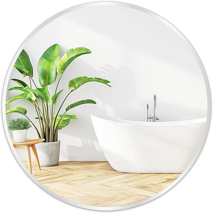 Fabuday Silver Circle Mirror for Wall 20 inch - Round Mirror for Bathroom, Entryway, Living Room, Hallway, Bedroom Decor, Small Matte Frame Mirrors