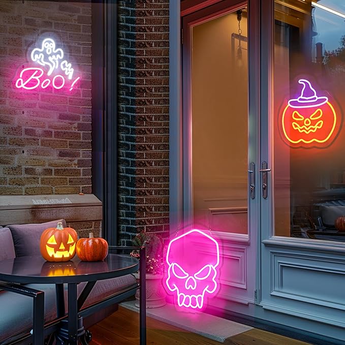 Dimmable Skull Neon Sign,Halloween Pink Neon Sign Light for Wall Decor, Skeleton LED Neon Sign for Beer Bar Bedroom Art,Skull Head Neon Lights Suitable for Computer Room, 5V USB Power 15.75 * 11.8in