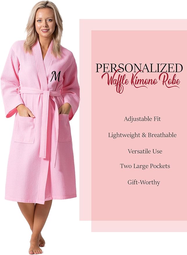 Turkish Linen Waffle Knit Lightweight Kimono Spa & Bath Robes for Women - Quick Dry - Soft