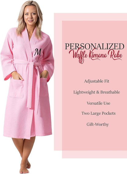 Turkish Linen Waffle Knit Lightweight Kimono Spa & Bath Robes for Women - Quick Dry - Soft