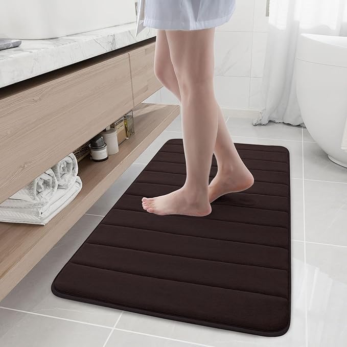 Buganda Memory Foam Bath Mat, 44" x 24", Ultra Soft and Non-Slip Bathroom Rugs, Water Absorbent and Machine Washable Bath Rug Runner for Bathroom, Shower, and Tub, Brown