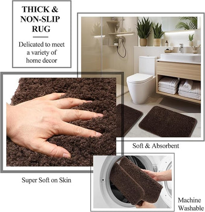 24 PCS Brown Bathroom Accessories Set with Shower Curtain and Rugs, Bathroom Sets with Extra Soft and Absorbent Bath Rugs Shower Curtain Pink Bathroom Sets for Bath