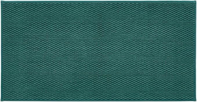 Bathroom Rugs Non Slip Washable, Super Absorbent Thin Bath Mat Quick Dry Low Pile Bathroom Rug, Dark Green 24"x47"