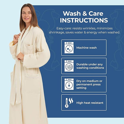 Terry Lined Microfiber Hotel Robe - Luxury Spa Bathrobe by Monarch/Cypress