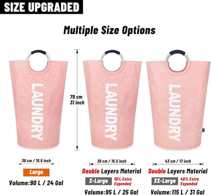 Caroeas 90L Laundry Basket (13 Colors), Waterproof Laundry Hamper, Laundry Bag with Padded Handles, Clothes Hamper Stands Up Well, Collapsible Laundry Basket Easy Storage