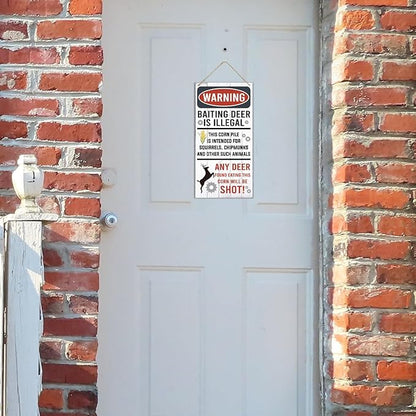 Warning Signs, Funny Hunting Sign Wall Decor, Baiting Deer Is Illegal Sign, Decorative Wood Hanging Wood Plaque, Man Cave Bar Cabin Decor, Pub Decor, Farmhouse Wall Decor for Coffee & Bar