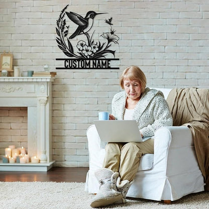 Personalized Metal Signs | Bird Metal Wall Art | Metal Name Sign Birds Welcome Plaque | Custom Garden Sign Yard Signs | Personalized Wedding Gifts | Housewarming Decor Indoor Outdoor