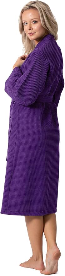 Turkish Linen Waffle Knit Lightweight Kimono Spa & Bath Robes for Women - Quick Dry - Soft