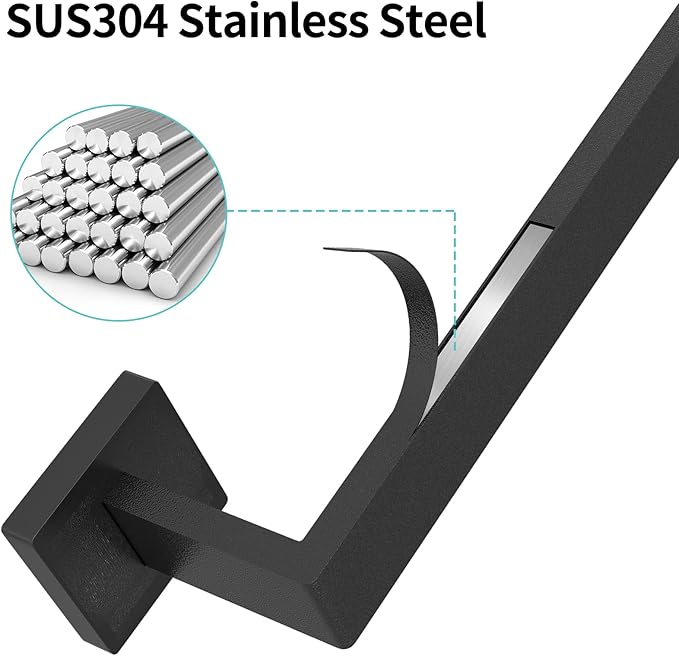 Bathroom Towel Bar,24 Inch Towel Racks for Bathroom Wall Mounted,Stainless Steel Towel Rail Hanger for Wall,Matte Black Towel Holder for Wall, Kitchen(2 Pack)