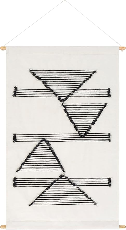 Mark&Day Wall Art, Hohenzell Modern Farmhouse Ivory Macrame Tapestry Wall Hanging for Living Room, Bedroom, Office or Kitchen (36"H x 24"W)