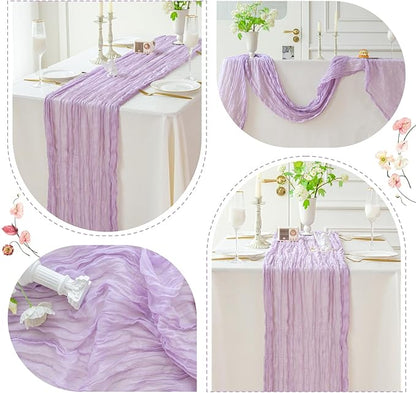 Sioloc 1 Pack Lilac Purple Lavender Cheesecloth Table Runner Fall Autumn Decor for Home 10ft Table Cloth for Tea Wedding Birthday Party Baby Bridal Shower Halloween Thanksgiving