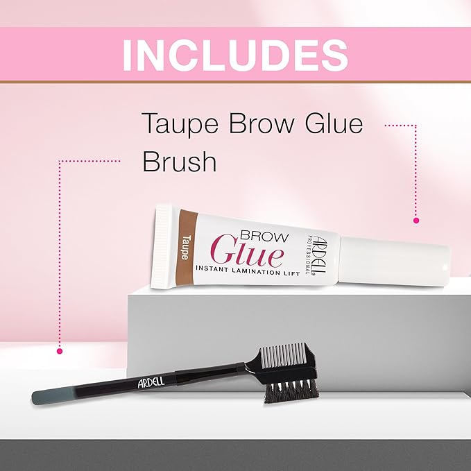 Ardell Brow Glue Taupe with Styling Brush ?€? Tinted Eyebrow Gel for Lamination Lift, All-Day Extreme Hold Brow Gel for Defined & Fluffy Brows, 0.35 oz