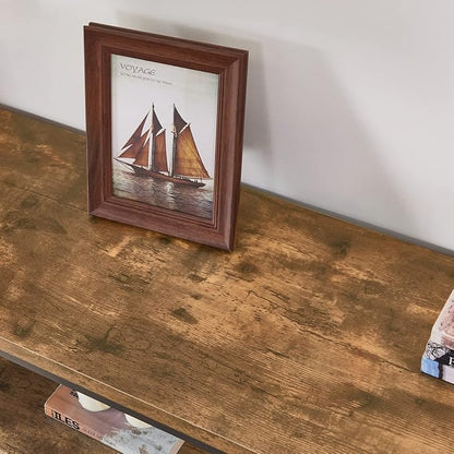 BON AUGURE Industrial Sofa Console Table for Entryway, 3 Tier Foyer Table for Hallway, Rustic Hall Tables Behind Couch (47 Inch, Rustic Brown)