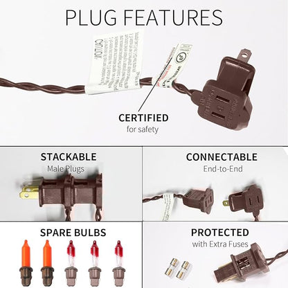 150LIGHTS Orange Purple and Green Extra-Bright with End Connectors Halloween Decorative Lights 9.72m UL Certified Mini String Light Set Waterproof for Halloween Home Garden Tree Party Patio
