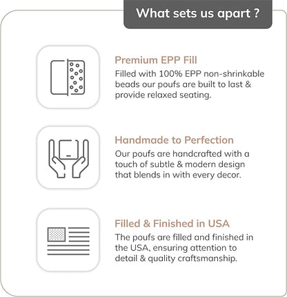 Anji Mountain 22"x22"x16" Handmade & Handcrafted Ottoman Pouf Comfortable Pouf Ottoman Foot Rest & Home Décor Accent for Living Room, Bedroom, Nursery, Kids Room, Patio