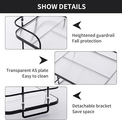 2 Tier Corner Bathroom Counter Organizer, Cosmetic Skincare Organizer, Bathroom Countertop Perfume Tray Vanity Organizer, Kitchen Spice Corner Storage Shelf
