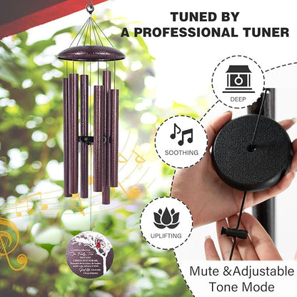 ASTARIN 36" Large Deep Tone Personalized Name Sympathy Wind Chimes, Cardinal Memorial Wind Chime for Loss of Mother Father Loved One, Bereavement Condolence Gifts Decor Outdoor Patio Garden