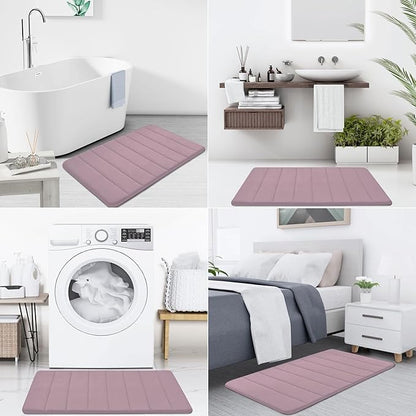 Buganda Memory Foam Bath Mat, 30" x 20", Ultra Soft and Non-Slip Bathroom Rugs, Water Absorbent and Machine Washable Bath Rug for Bathroom, Shower, and Tub, Mauve
