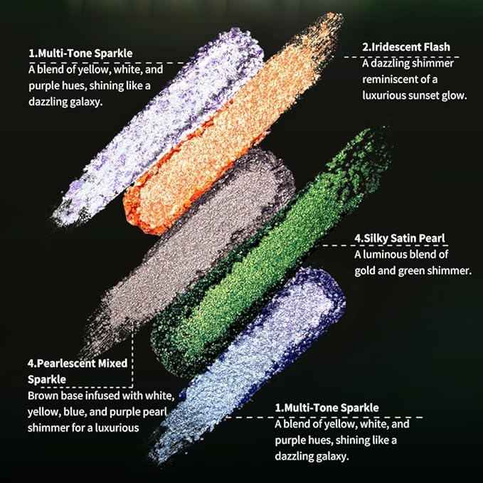 Pro Artist 16 Color All Shimmer Eyeshadow Palette, Metallic Pressed Powder with High-Pigmented All Shimmering Formula, C-Beauty Makeup - 08 Ambition