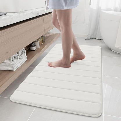Buganda Memory Foam Bath Mat, 47" x 24", Ultra Soft and Non-Slip Bathroom Rugs, Water Absorbent and Machine Washable Bath Rug Runner for Bathroom, Shower, and Tub, Ivory