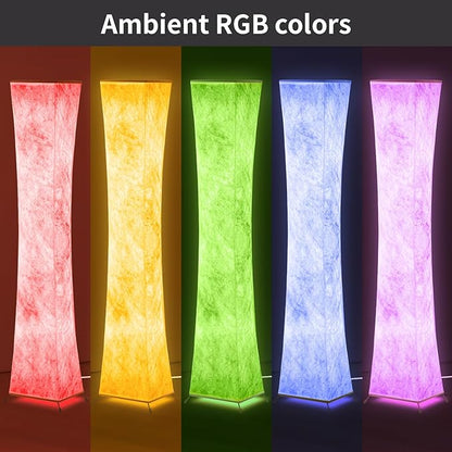 BLUEYE Floor Lamp,1800Lumens,RGBW 2700K-6500K,Remote Control,2 X 80W Equivalent,E26 Base,Color Changing Standing Lamp for Living Room Bedroom,Duppon Paper,60in