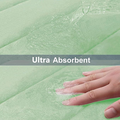 Buganda Memory Foam Bath Mat, 34" x 20", Ultra Soft and Non-Slip Bathroom Rugs, Water Absorbent and Machine Washable Bath Rug for Bathroom, Shower, and Tub, Sage Green