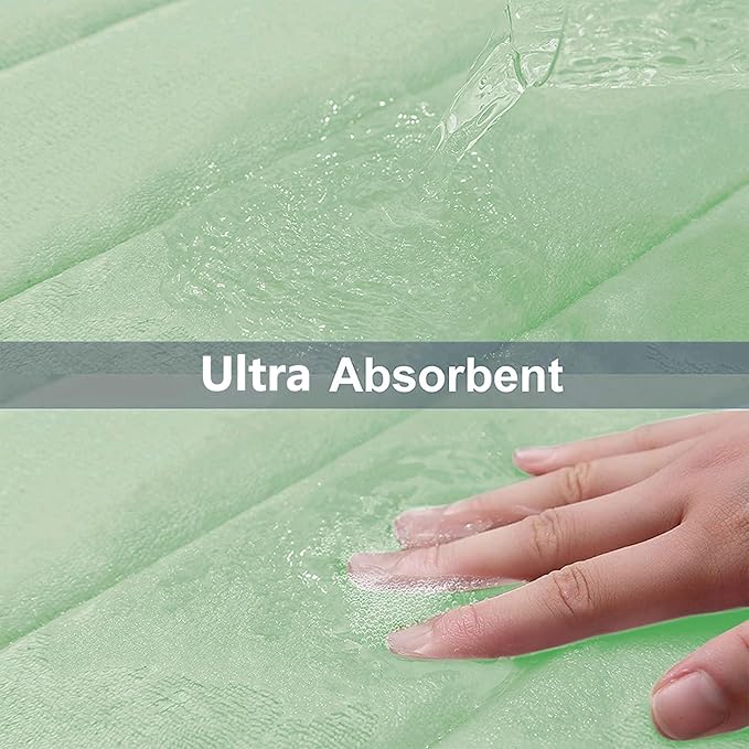 Buganda Memory Foam Bath Mat, 47" x 17", Ultra Soft and Non-Slip Bathroom Rugs, Water Absorbent and Machine Washable Bath Rug Runner for Bathroom, Shower, and Tub, Sage Green