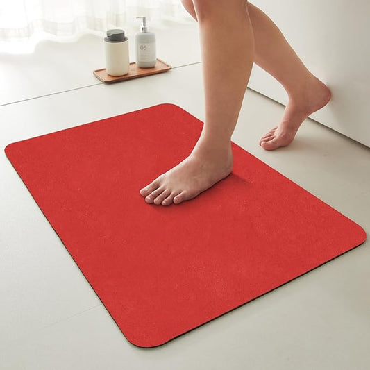 Bath Mat, Bathroom Rugs Non Slip Washable Thin Absorbent Quick Dry Bath Mat Fits Under Door Bathroom Floor Mat Perfect for Bath, Shower, or Sink 36"x60" Red