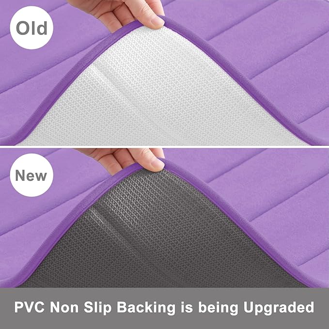Buganda Memory Foam Bath Mat, 24" x 16", Ultra Soft and Non-Slip Bathroom Rugs, Water Absorbent and Machine Washable Bath Rug for Bathroom, Shower, and Tub, Lavender